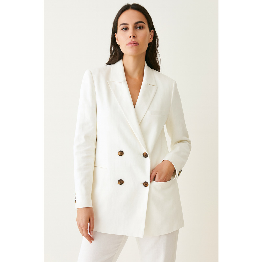 Jenni Kayne Womens Linen Keaton Blazer Jacket 10 White Quiet Luxury Old Money - Picture 1 of 9